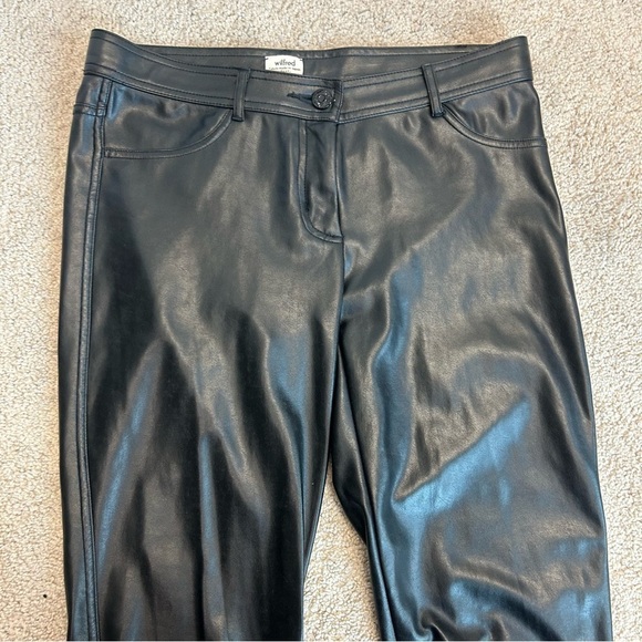 Aritzia Wilfred Adrienne Faux Leather Pleather Vegan Skinny Pant Black Sz 4 - Picture 4 of 14